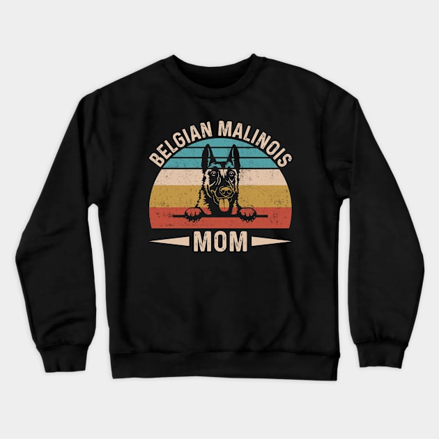 Retro Belgian Malinois Mom Crewneck Sweatshirt by  Big Foot Shirt Shop